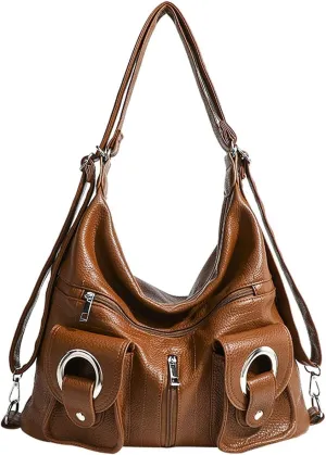 Versatile Vegan Leather Bag - Crossbody, Shoulder Sling and Backpack