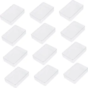 VICASKY 12pcs Transparent Plastic Storage Boxes for Poker Cards Clear Rectangular Containers for Organizing and Holding Card Decks and Compact Design for Home Office Use