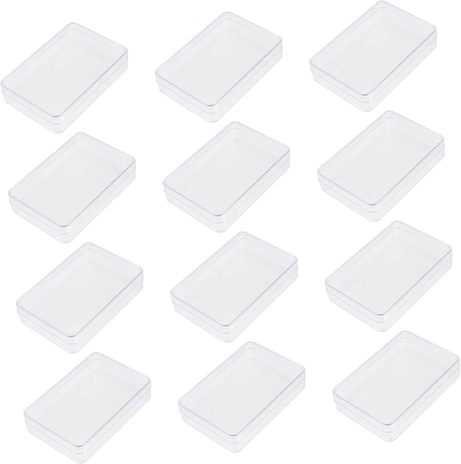 VICASKY 12pcs Transparent Plastic Storage Boxes for Poker Cards Clear Rectangular Containers for Organizing and Holding Card Decks and Compact Design for Home Office Use