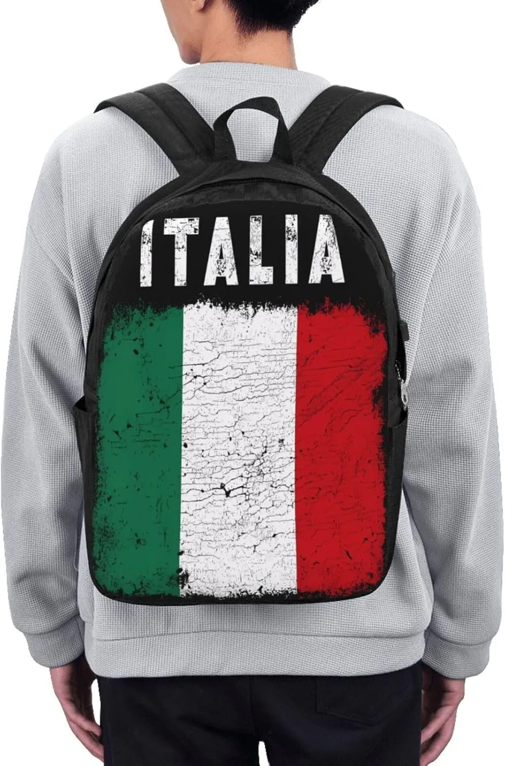 Vintage Italy Italia Italian Flag Laptop Backpacks Travel Backpack Casual Business Daypack Sport Rucksack Computer Bag Fits up to 17 Inch Notebook with USB Port