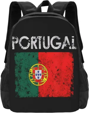 Vintage Portuguese Portugal Flag Travel Backpack Casual Backpacks 15 Inch Laptop Back Pack Lightweight Rucksack Outdoor Sport Daypack Large Bags for Working Camping Hiking