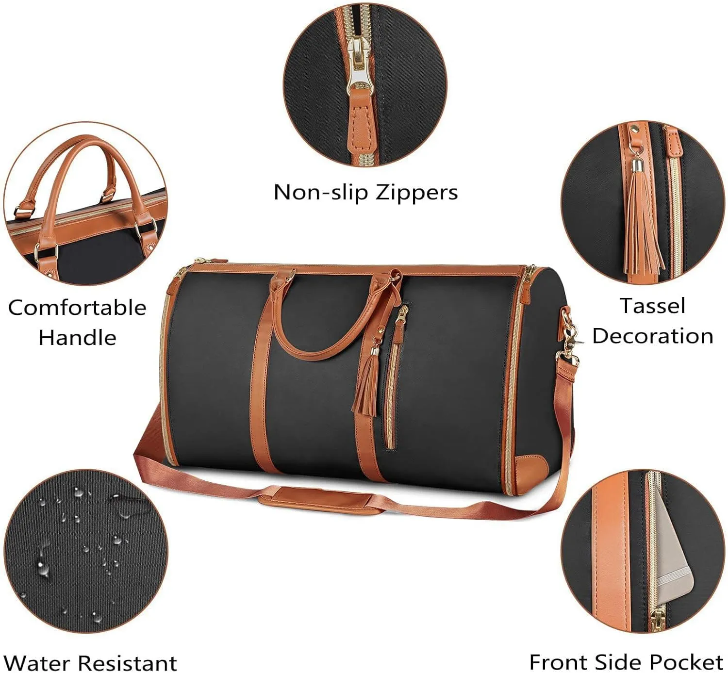 Viralhuntz Travel Bag, Large Capacity Unfoldable Duffle Bag, 2 in 1 Convertible Large PU Leather Waterproof Duffle Bag with Shoe Pouch (0528 black and pink stripes)