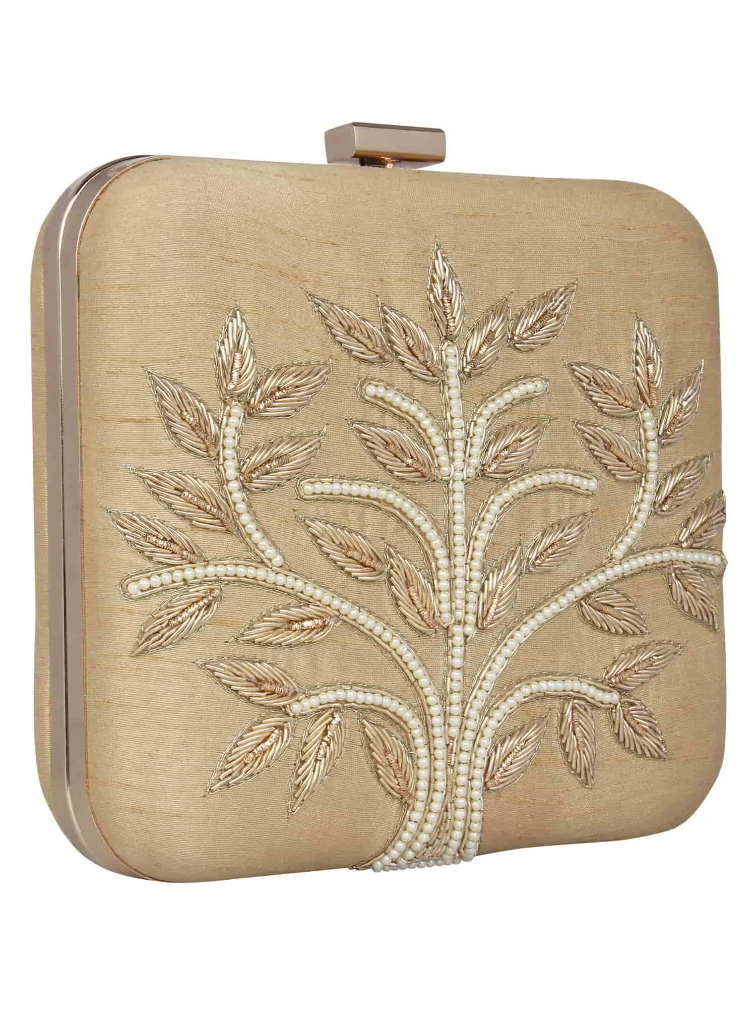 Vista Embellished Faux Silk Box Clutch