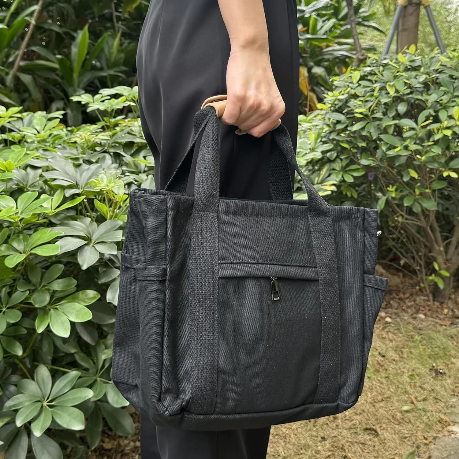 VIWIME Canvas Tote Bag for Women With Pockets, Cute Crossbody Shoulder Purses Mommy Handbag for Work Travel