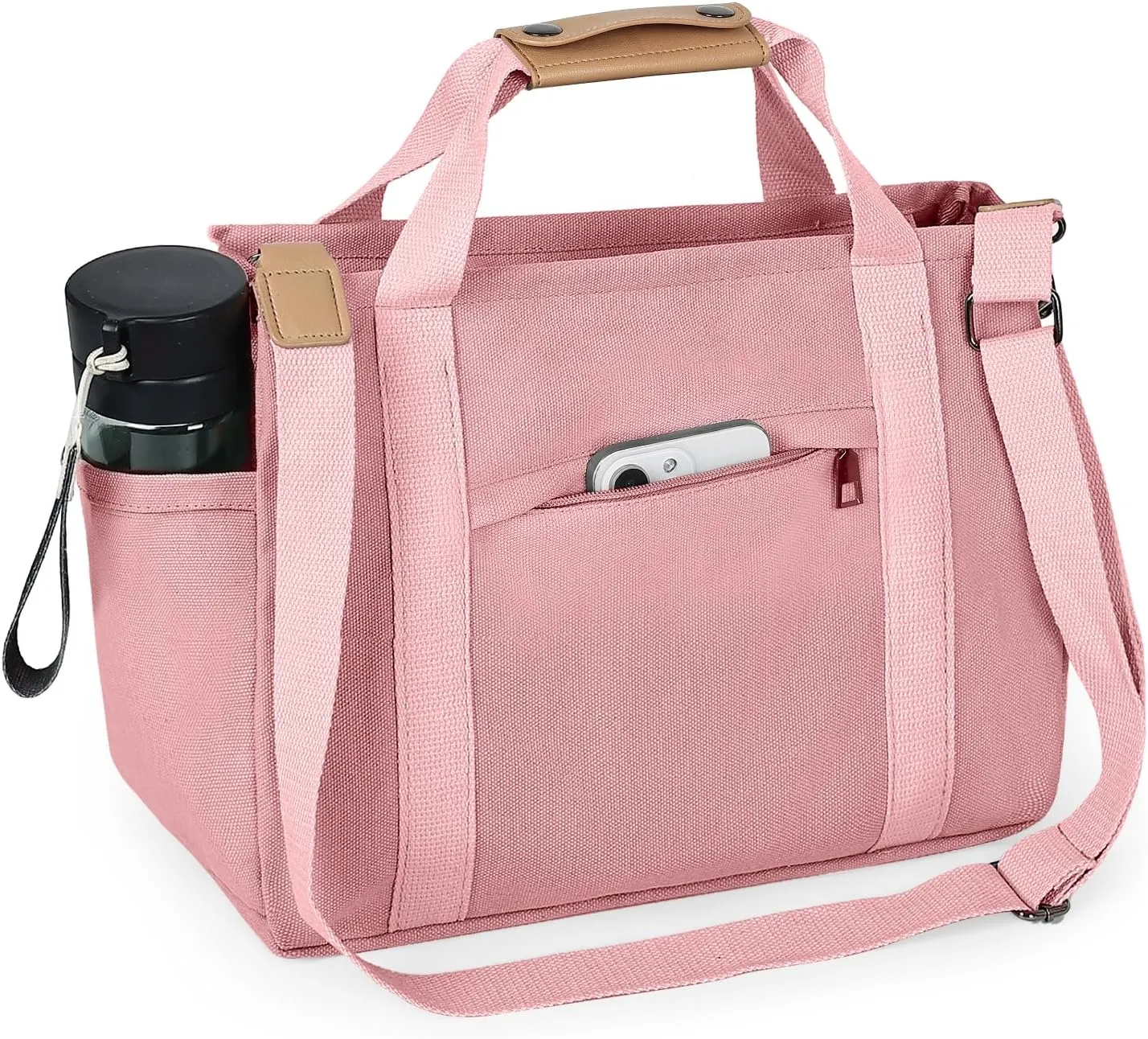 VIWIME Canvas Tote Bag for Women With Pockets, Cute Crossbody Shoulder Purses Mommy Handbag for Work Travel