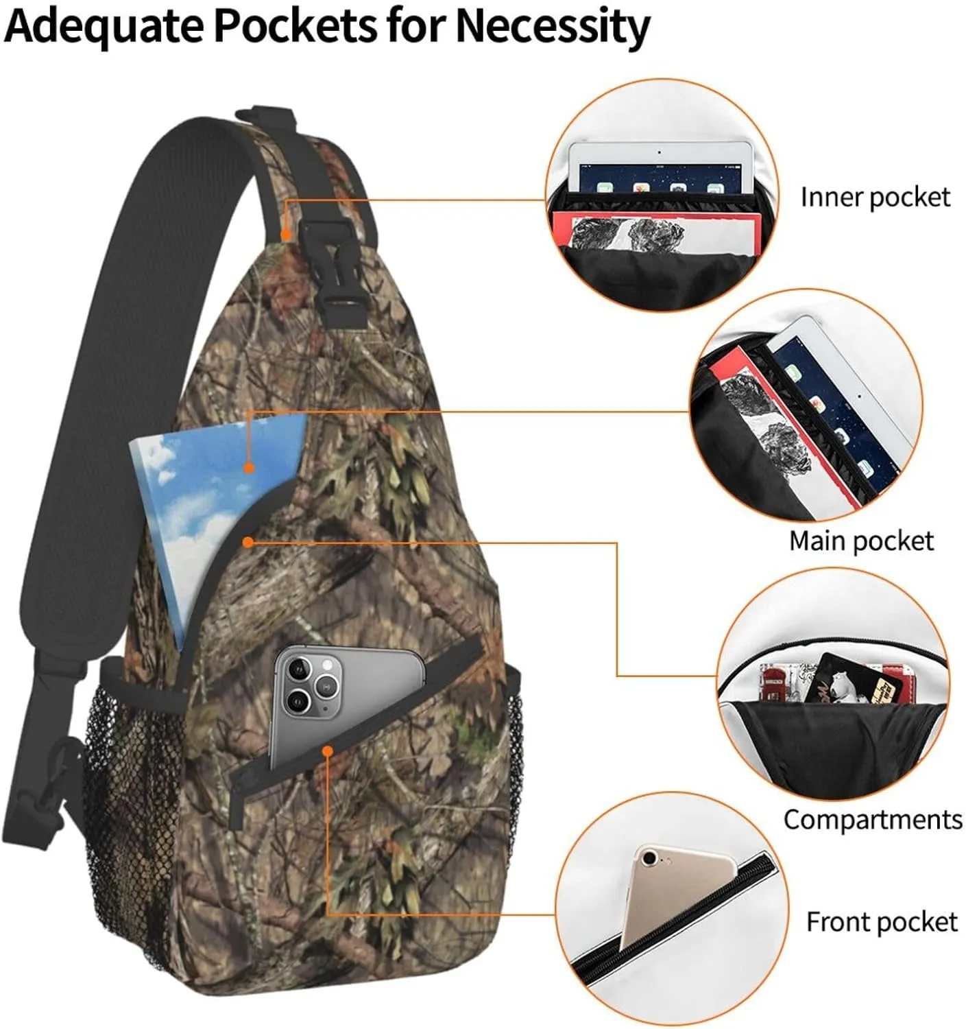 VOOHDDY Camo Hunting Camouflage Forest Sling Bag For Women Men Travel Hiking Backpack Crossbody Shoulder Chest Bags Casual Daypack Sport