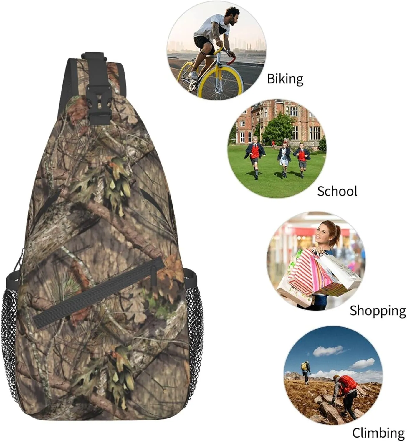 VOOHDDY Camo Hunting Camouflage Forest Sling Bag For Women Men Travel Hiking Backpack Crossbody Shoulder Chest Bags Casual Daypack Sport