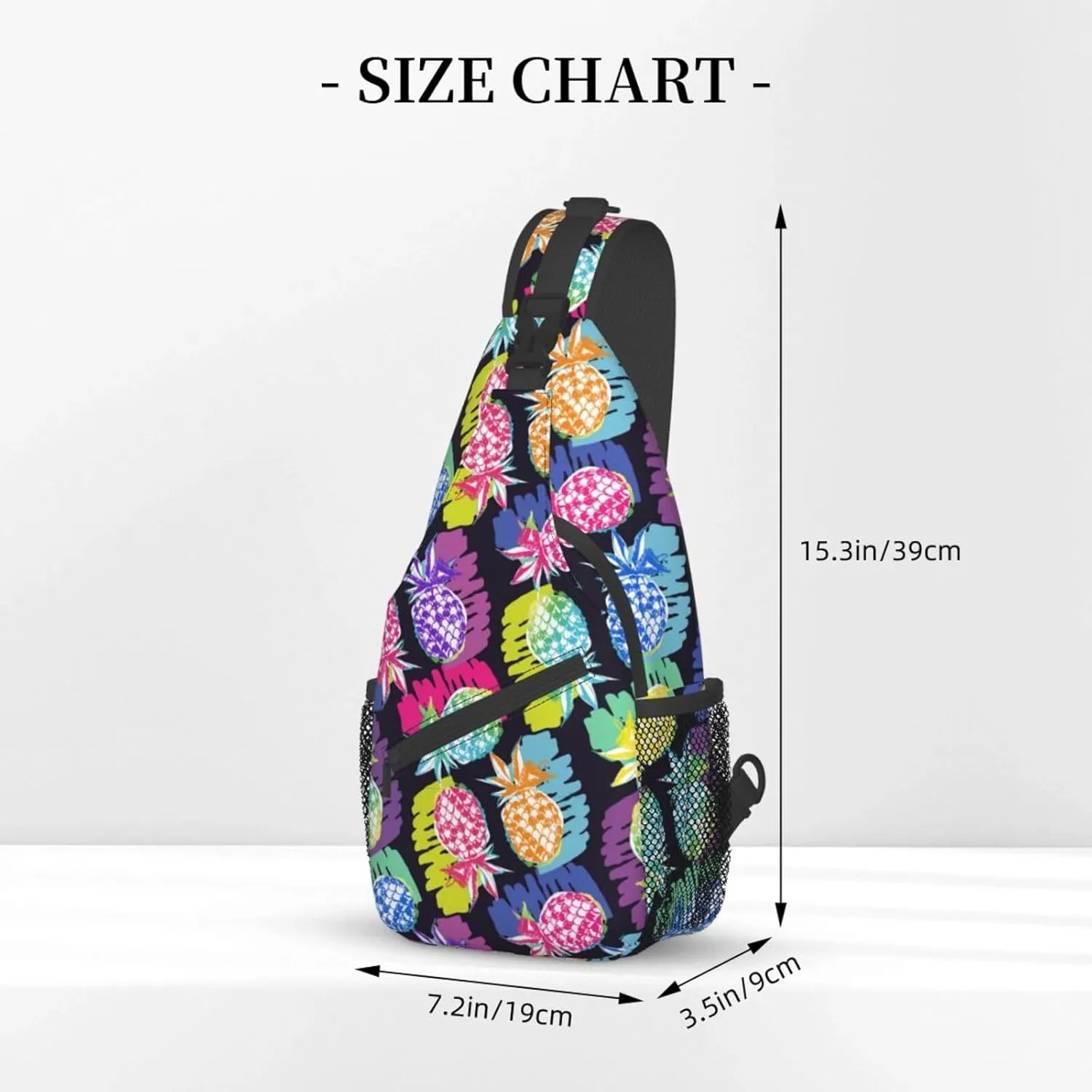VOOHDDY Tropical Hawaiian Pineapple Colorful Sling Bag For Women Men Travel Hiking Backpack Crossbody Shoulder Chest Bags Casual Daypack Sport