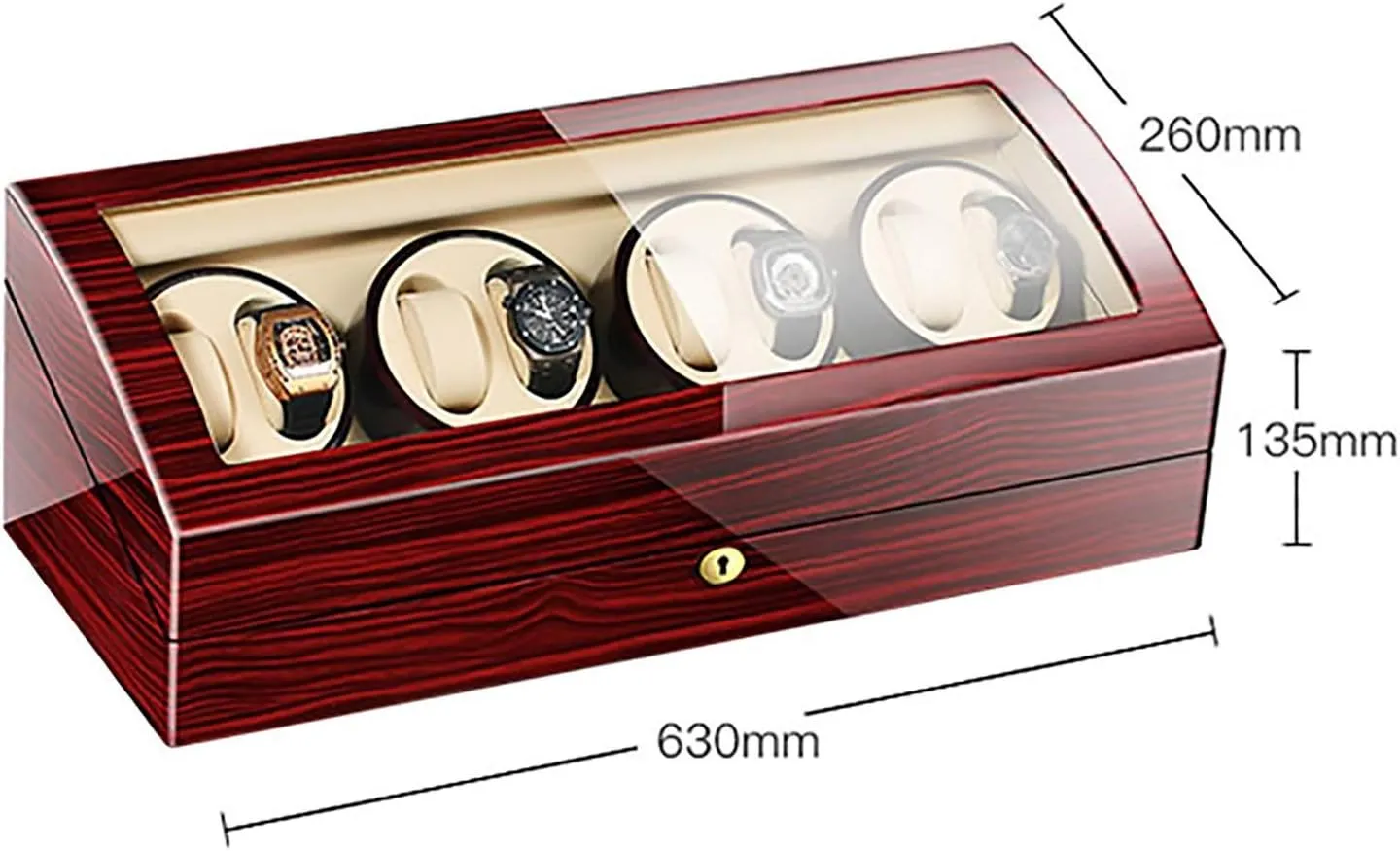 Watch Winders - 8 9 Automatic Mechanical Watch Winder Transparent Cover Motor Shaker Watch Holder Display Jewelry Luxury Large Capacity Organizers Watch Box，C