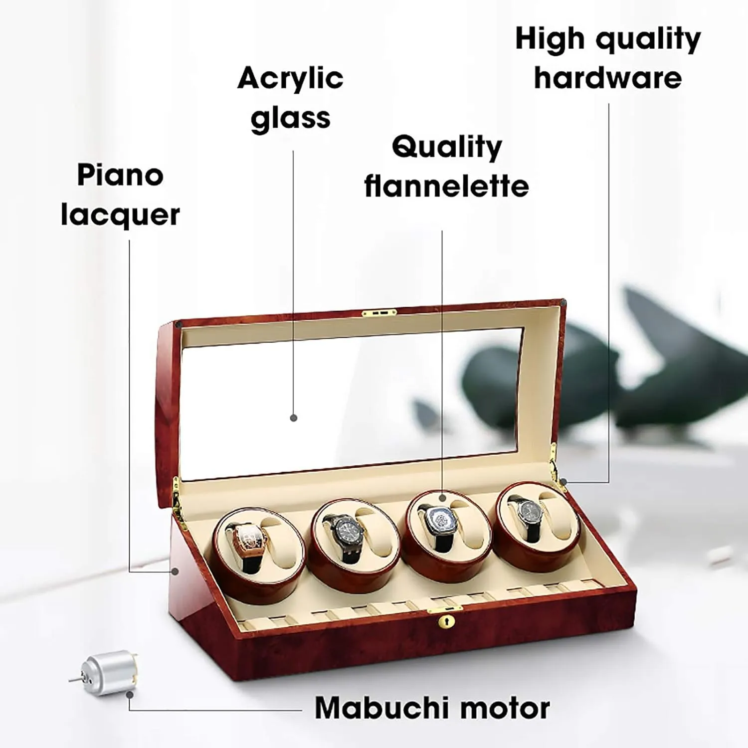 Watch Winders - 8 9 Automatic Mechanical Watch Winder Transparent Cover Motor Shaker Watch Holder Display Jewelry Luxury Large Capacity Organizers Watch Box，C