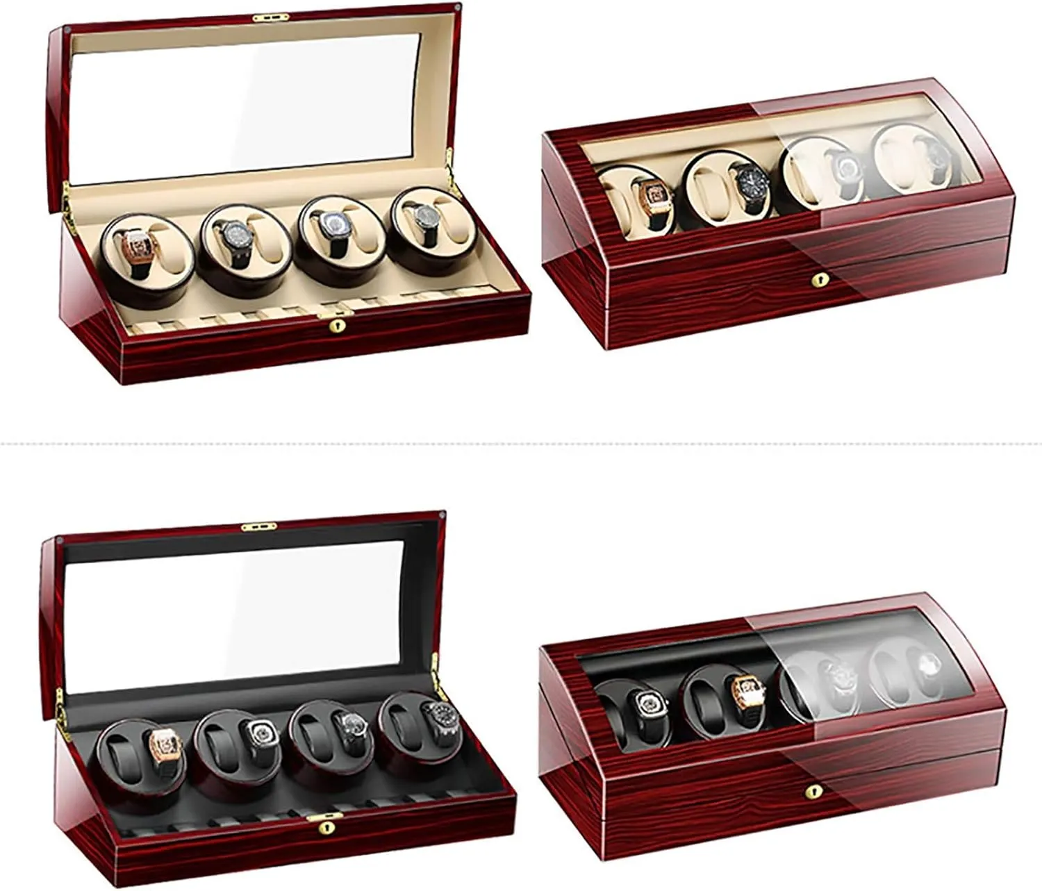Watch Winders - 8 9 Automatic Mechanical Watch Winder Transparent Cover Motor Shaker Watch Holder Display Jewelry Luxury Large Capacity Organizers Watch Box，C