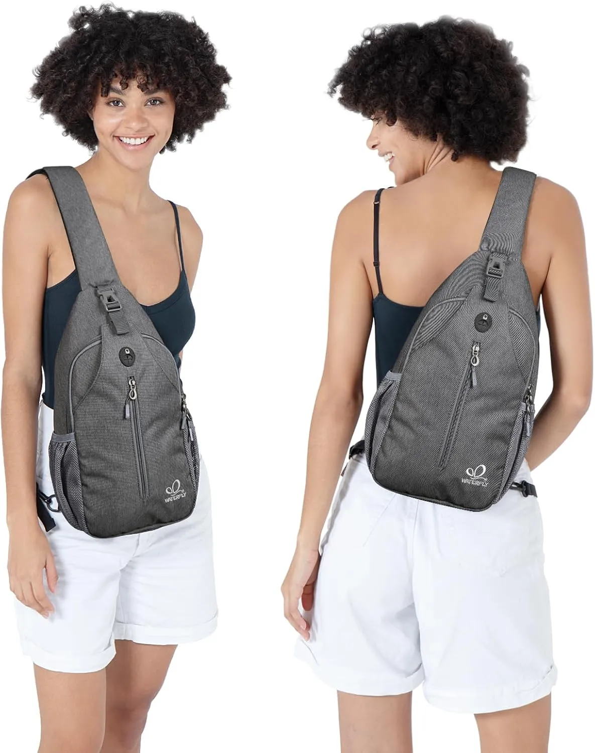 WATERFLY Crossbody Sling Backpack Sling Bag Travel Hiking Chest Bag Daypack