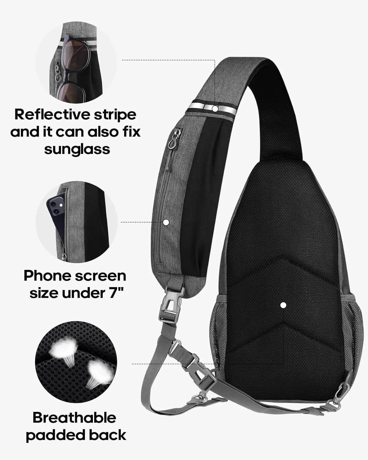 WATERFLY Crossbody Sling Backpack Sling Bag Travel Hiking Chest Bag Daypack