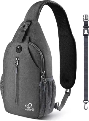 WATERFLY Crossbody Sling Backpack Sling Bag Travel Hiking Chest Bag Daypack
