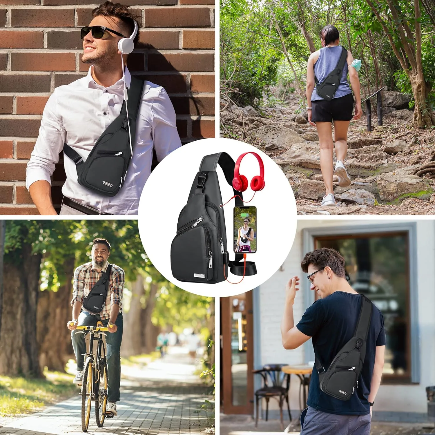 Waterproof Sling Bag Crossbody Backpack for Men Women Sling Backpack Hiking Daypack Multipurpose Cross Body Chest Bag