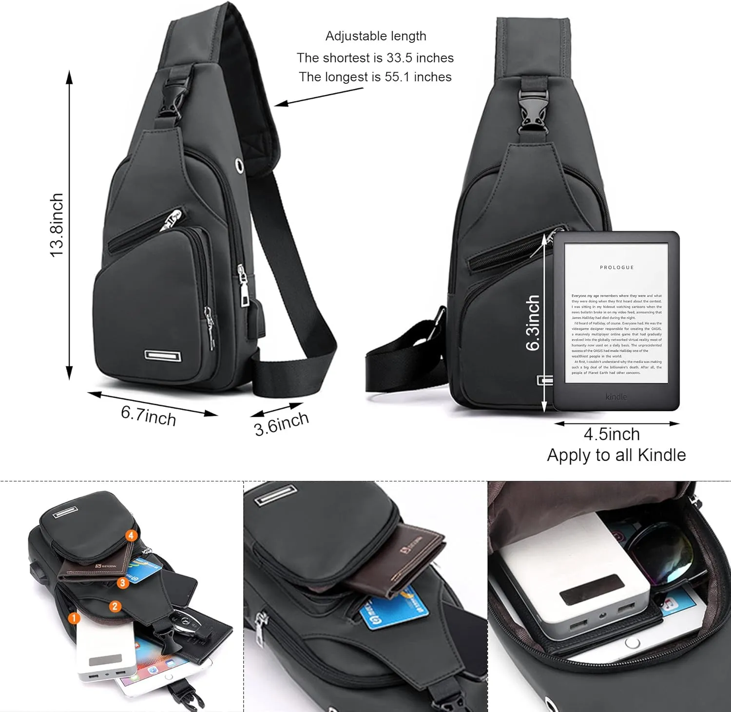 Waterproof Sling Bag Crossbody Backpack for Men Women Sling Backpack Hiking Daypack Multipurpose Cross Body Chest Bag