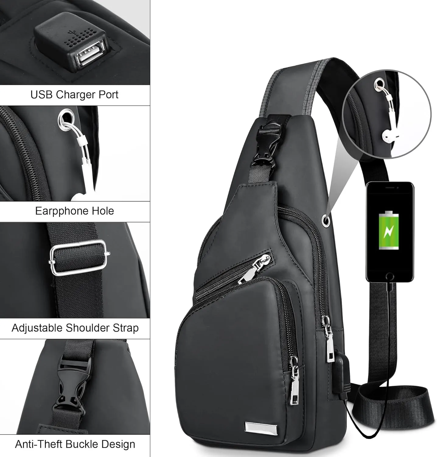 Waterproof Sling Bag Crossbody Backpack for Men Women Sling Backpack Hiking Daypack Multipurpose Cross Body Chest Bag