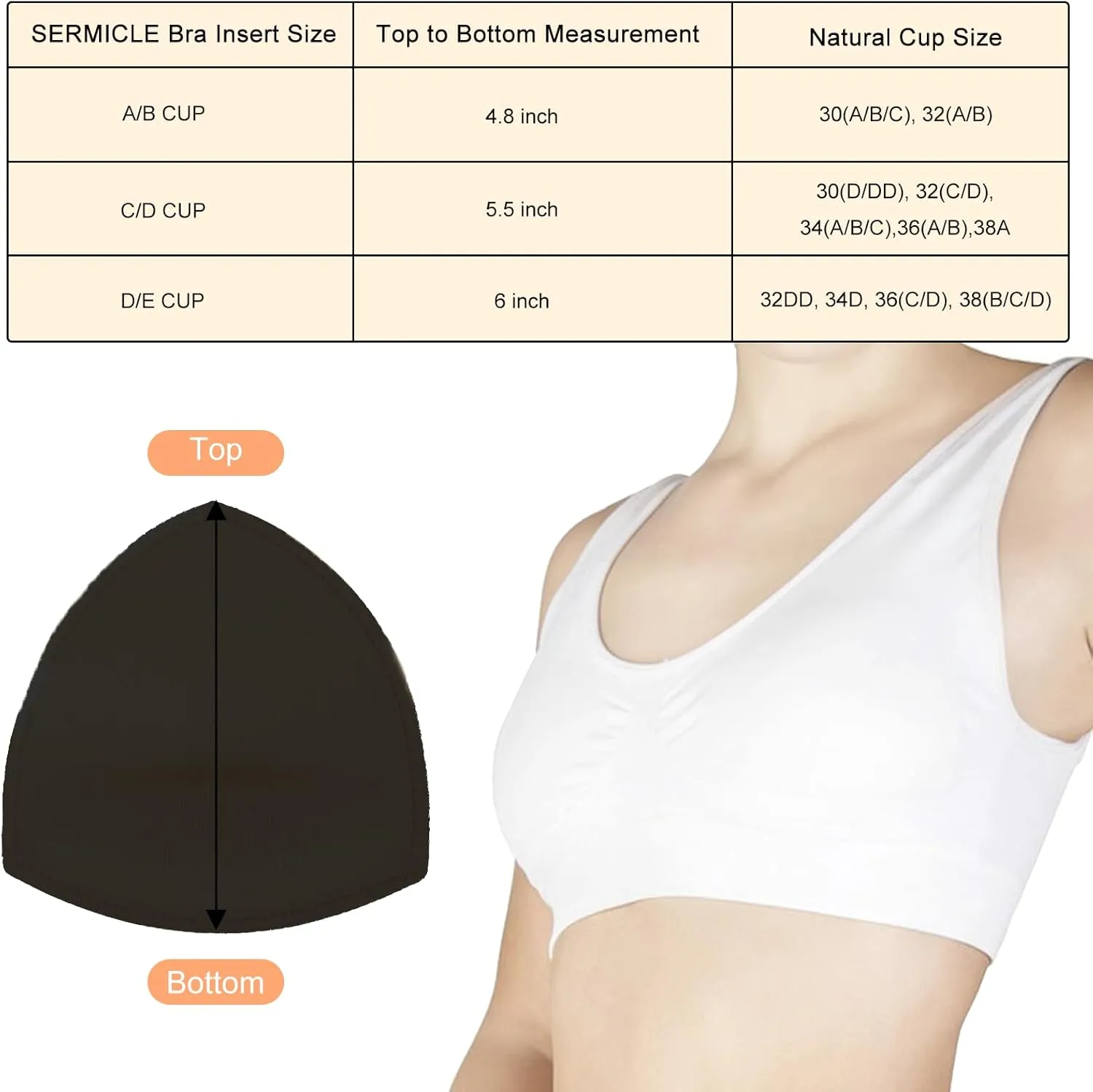 Waterproof Swimsuit Bra Inserts Pads 3 Pairs Removable Bathing Suit Insert Bikini Push up Inserts A/B or C/D,D/E Cup