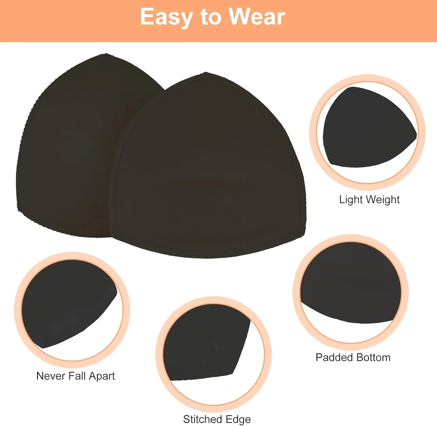 Waterproof Swimsuit Bra Inserts Pads 3 Pairs Removable Bathing Suit Insert Bikini Push up Inserts A/B or C/D,D/E Cup