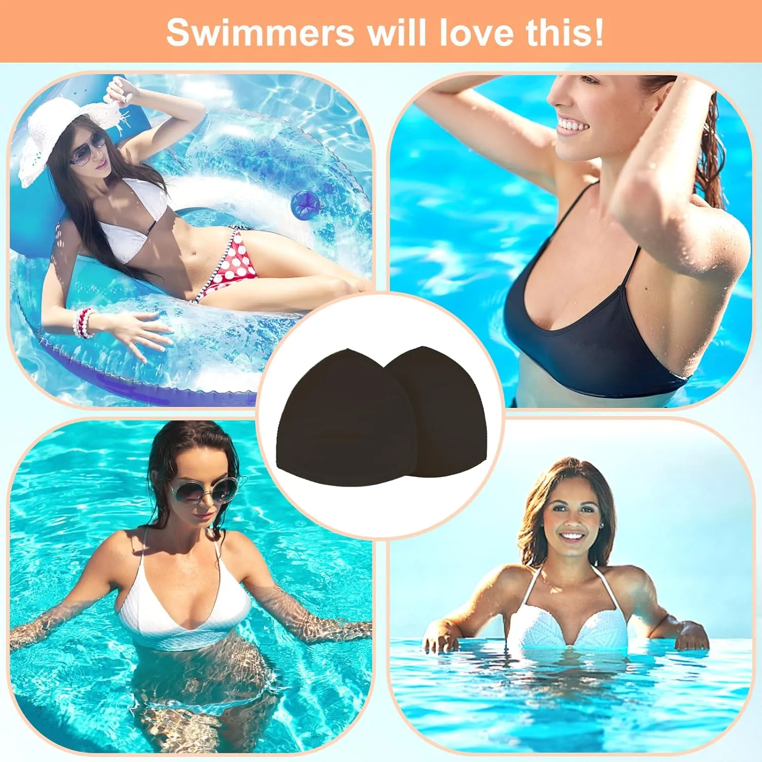 Waterproof Swimsuit Bra Inserts Pads 3 Pairs Removable Bathing Suit Insert Bikini Push up Inserts A/B or C/D,D/E Cup