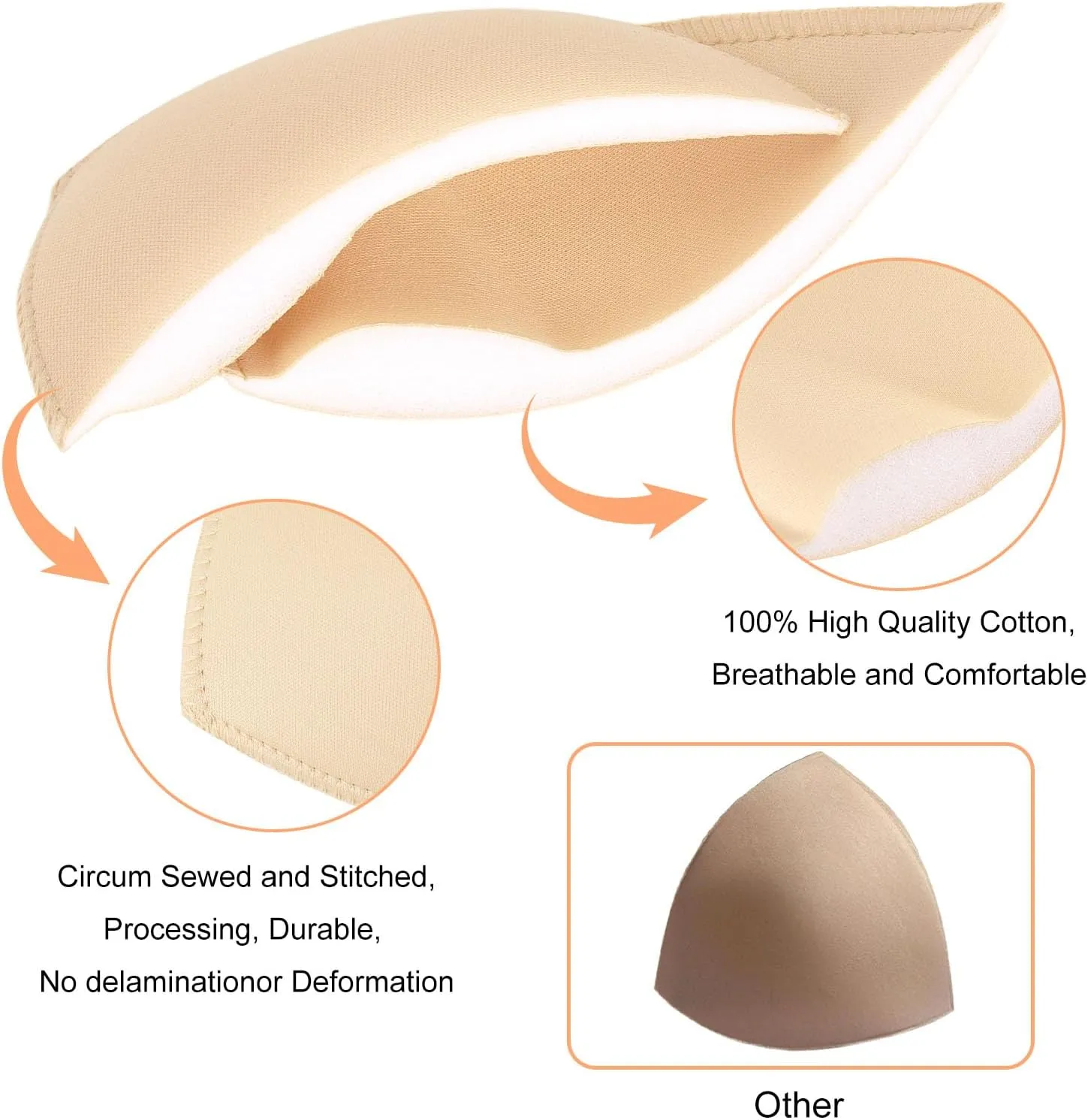 Waterproof Swimsuit Bra Inserts Pads 3 Pairs Removable Bathing Suit Insert Bikini Push up Inserts A/B or C/D,D/E Cup