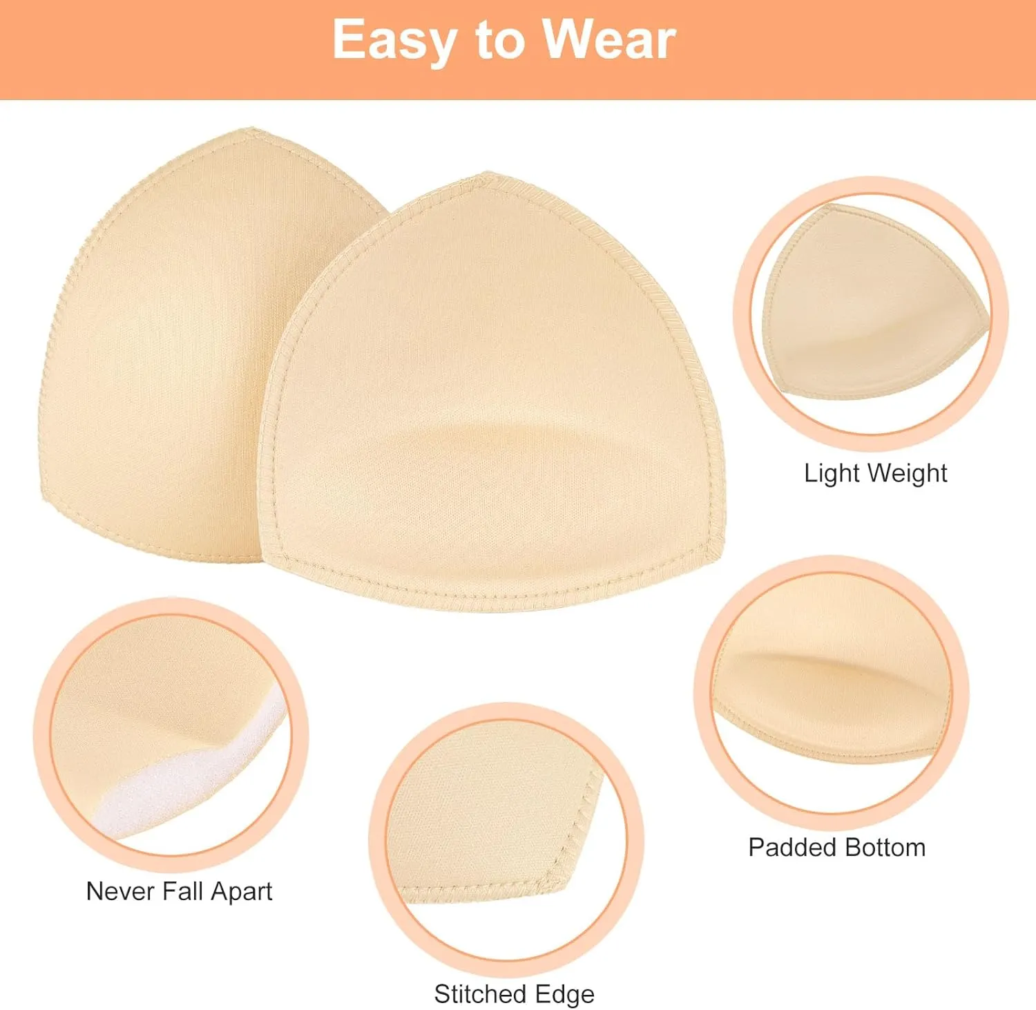 Waterproof Swimsuit Bra Inserts Pads 3 Pairs Removable Bathing Suit Insert Bikini Push up Inserts A/B or C/D,D/E Cup
