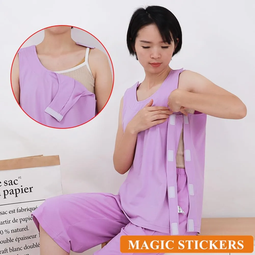 WEEOATAR Unisex Post Shoulder Surgery Shirts Rehab Shirt,Recovery Tear Away T-shirt,Full Open Shirt Dialysis Chemo Clothing