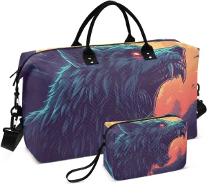Werewolf Moon Roar Large Travel Duffel Bag, Sports Tote Gym Bags, Shoulder Weekender Overnight Bags for Women Men