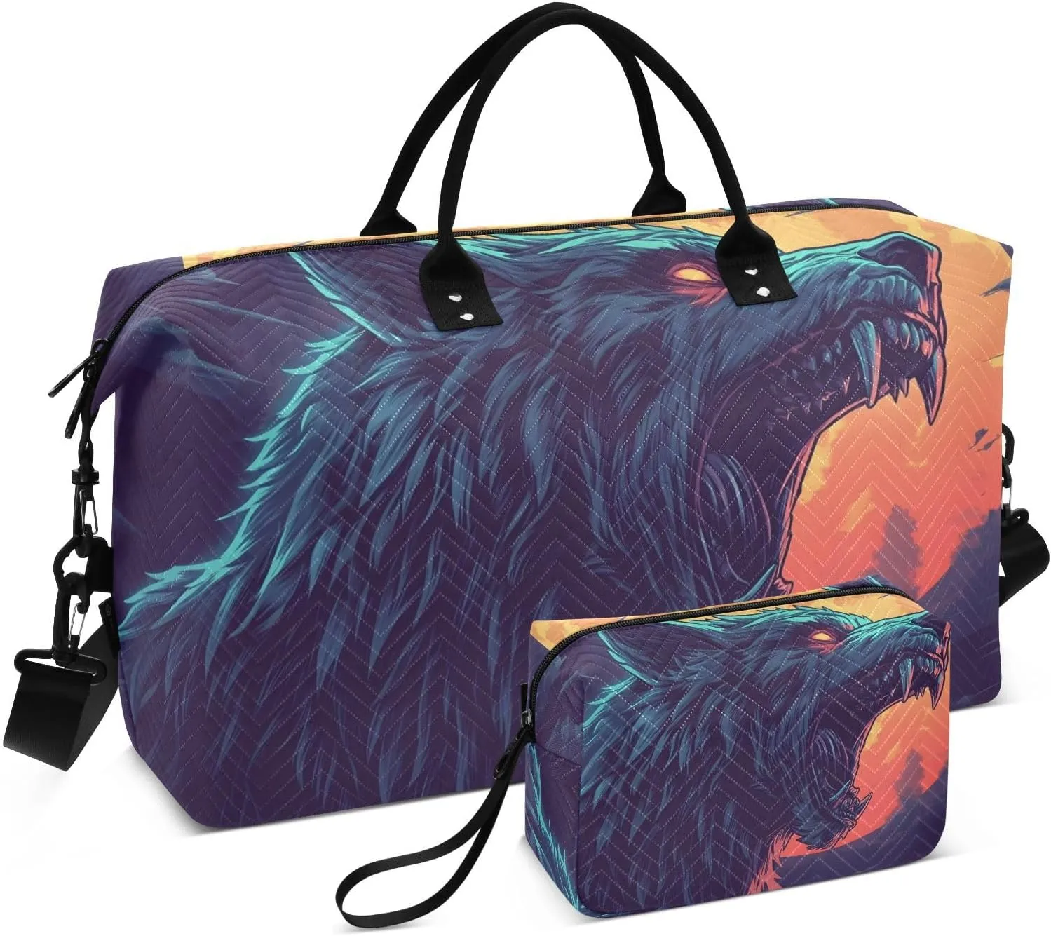 Werewolf Moon Roar Large Travel Duffel Bag, Sports Tote Gym Bags, Shoulder Weekender Overnight Bags for Women Men