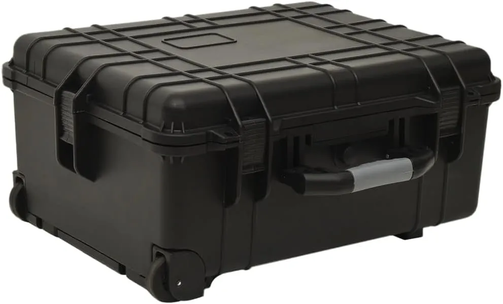 Wheeled Flight Case with Foam Insert, Durable Polypropylene and ABS, Portable Design, Black