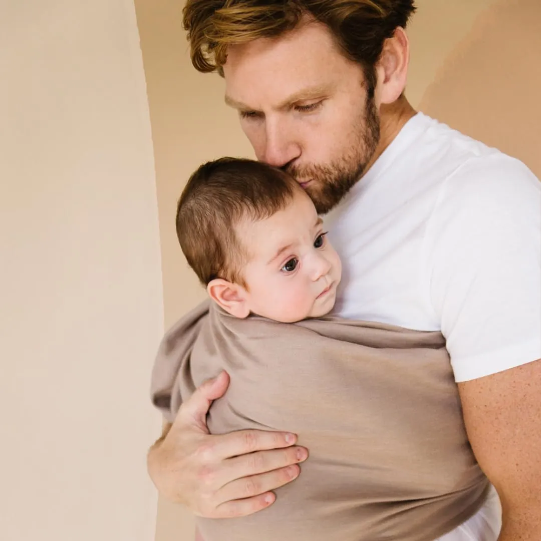 WildBird - Ring Sling Baby Carrier - Newborn to Up to 35 lbs - for Moms, Dads & Caregivers - 100% Natural European Linen Fibers - Versatile & Adjustable - 74” Size - Desert Lark Fabric & Bronze Ring