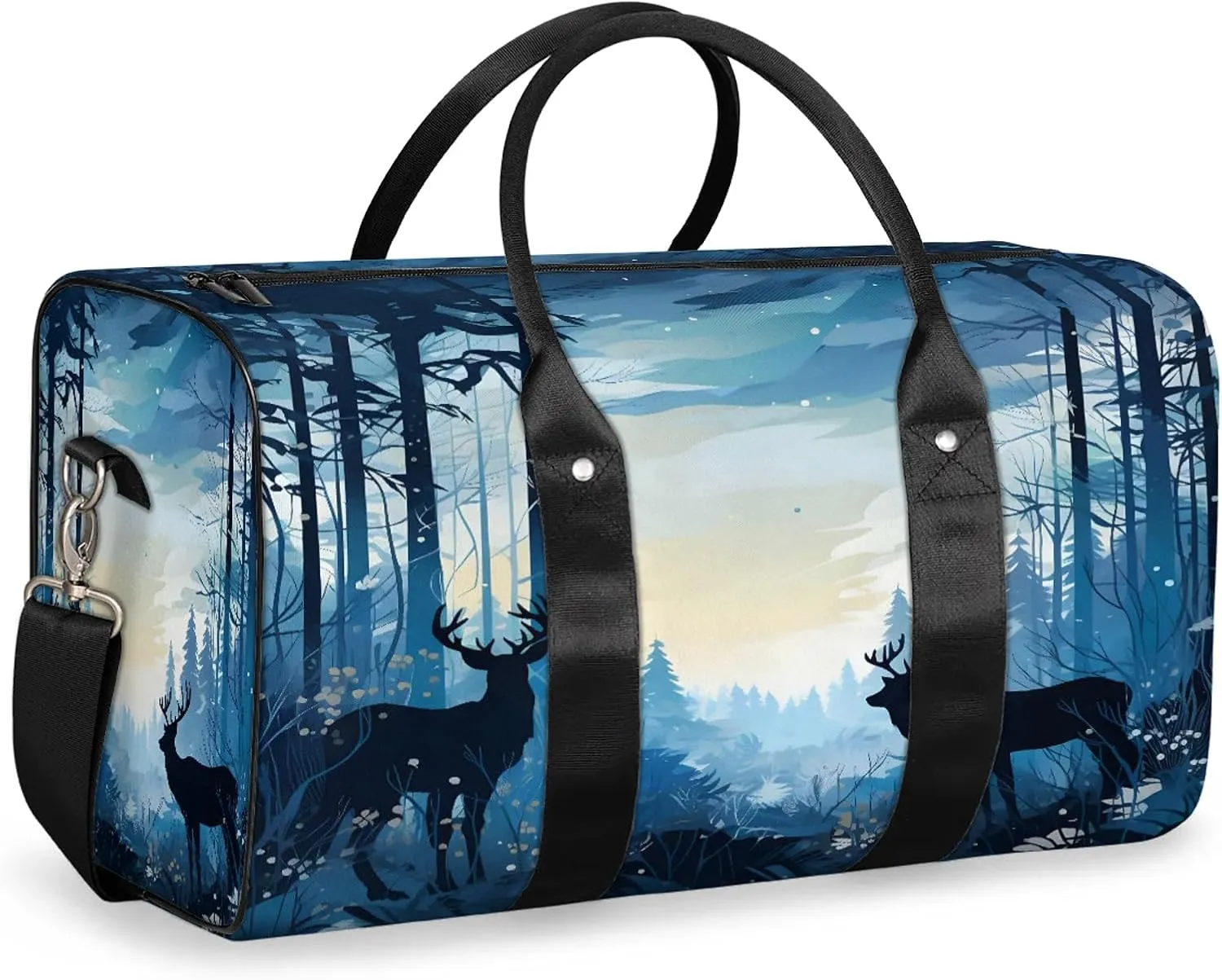 Wildlife Elk Deer Travel Duffle Bag, Sports Gym Bags for Women Men, Carry On Weekender Overnight Workout Airplane Trips Bag