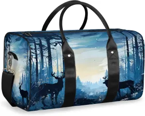 Wildlife Elk Deer Travel Duffle Bag, Sports Gym Bags for Women Men, Carry On Weekender Overnight Workout Airplane Trips Bag