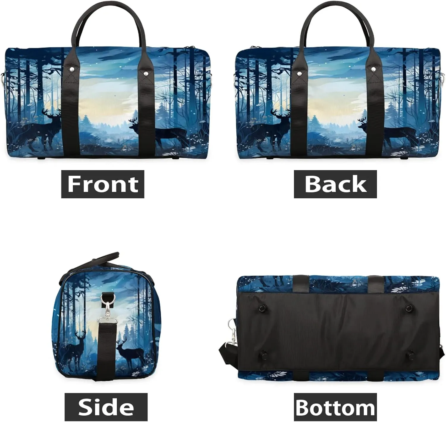 Wildlife Elk Deer Travel Duffle Bag, Sports Gym Bags for Women Men, Carry On Weekender Overnight Workout Airplane Trips Bag