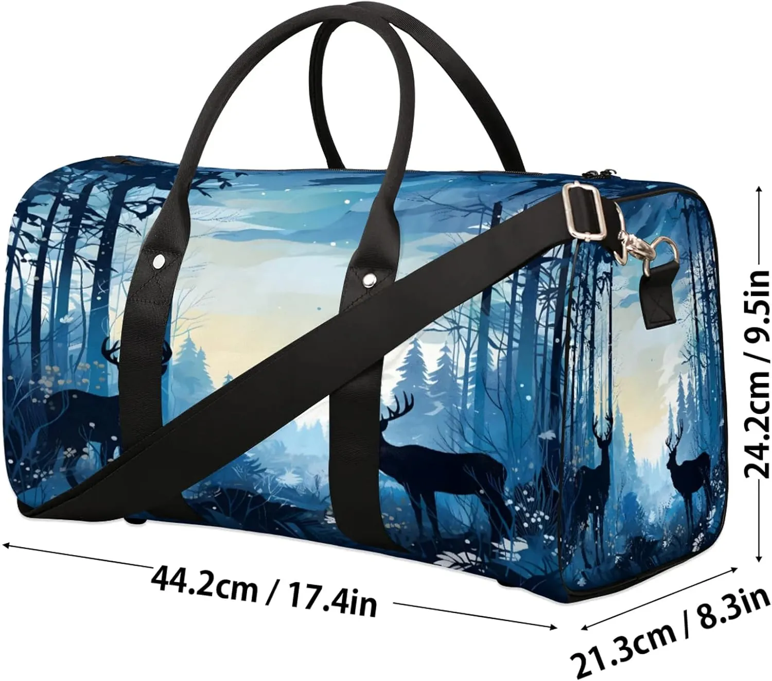 Wildlife Elk Deer Travel Duffle Bag, Sports Gym Bags for Women Men, Carry On Weekender Overnight Workout Airplane Trips Bag