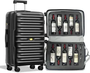 Wine Luggage, 10 Bottle Travel Case, Durable Spinner Wheels, TSA Lock, Removable Inserts