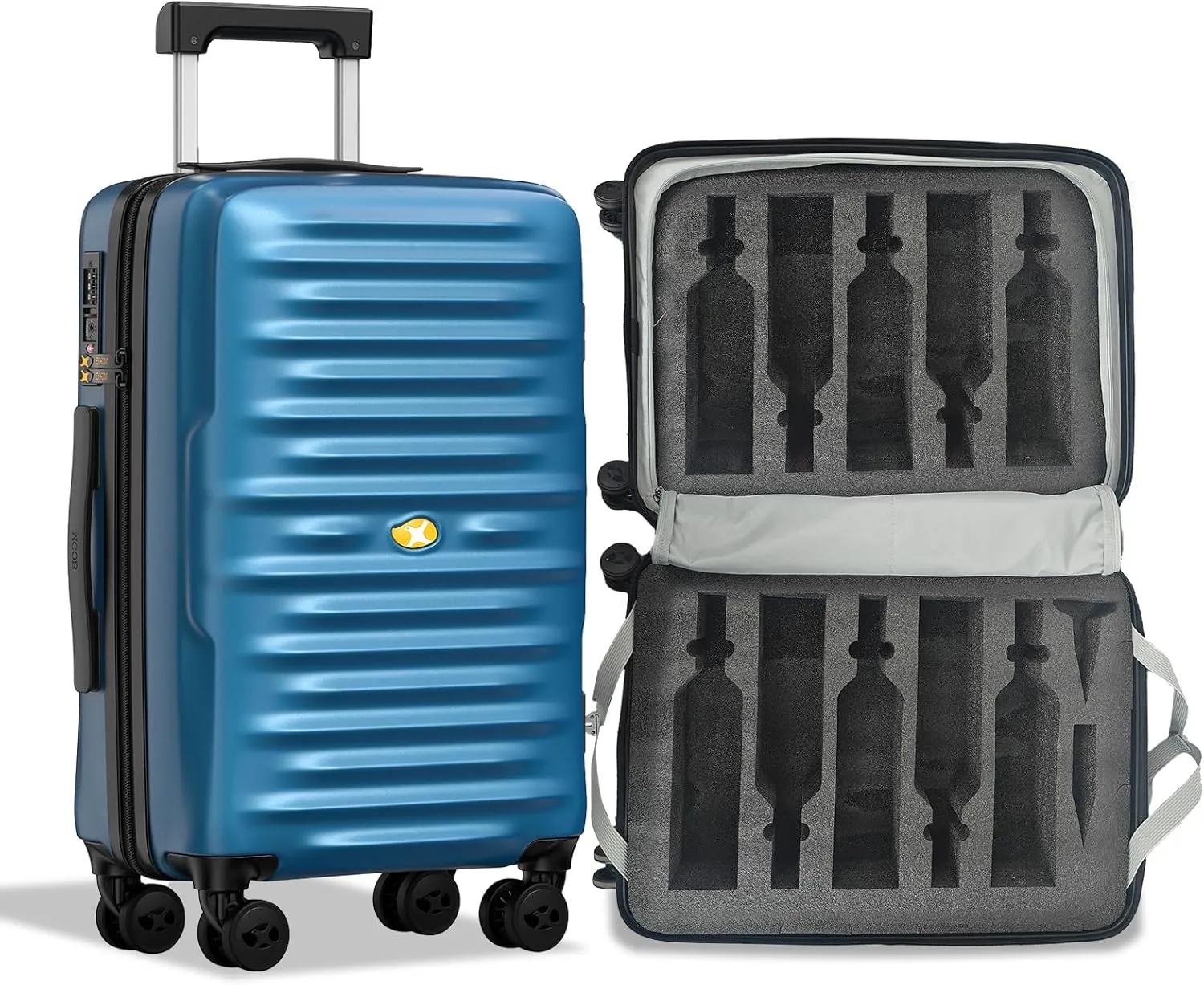 Wine Luggage, 10 Bottle Travel Case, Durable Spinner Wheels, TSA Lock, Removable Inserts