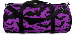 Witchy Bats Duffel Bag, Gothic Travel Bag, Spooky Gym Bag, Halloween Aesthetic Overnight Bag, Cute Purple Carry-On