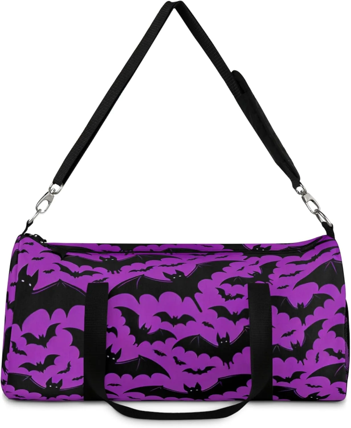Witchy Bats Duffel Bag, Gothic Travel Bag, Spooky Gym Bag, Halloween Aesthetic Overnight Bag, Cute Purple Carry-On