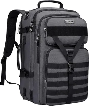WITZMAN Carry On Travel Backpack for Men Large Convertible 45L Duffle Bag fit 17 Inch Laptop Airline Approved （B688 Silvery Grey）
