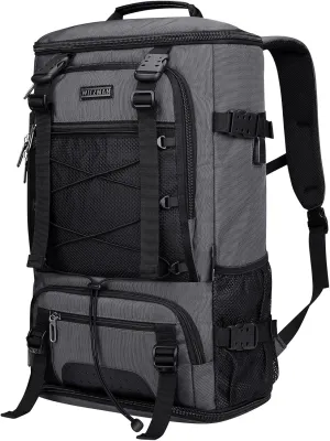 WITZMAN Travel Backpack for Men Large Carry-on Convertible Shoulder Rucksack with Shoe Compartment Fit 17 Inch Laptop(B689 Silvery Grey)