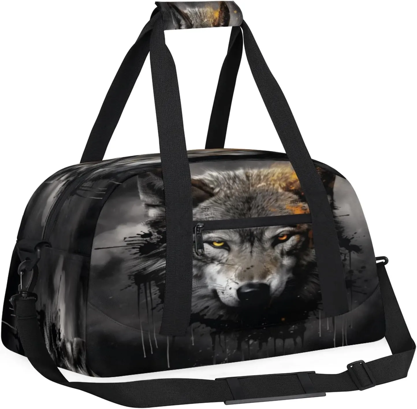 Wolf Gym Bag for Women Men, Sports Travel Duffel Bag Lightweight Workout Bag Carry On Overnight Weekender Bag