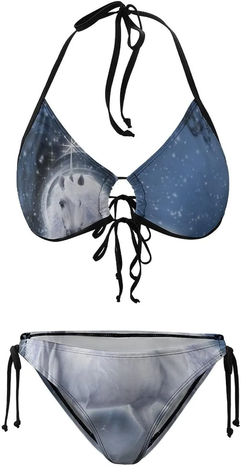 Women 2 PC Bikini Set Sexy Sling Halter String Swimsuit Beach Vacation S - XXL