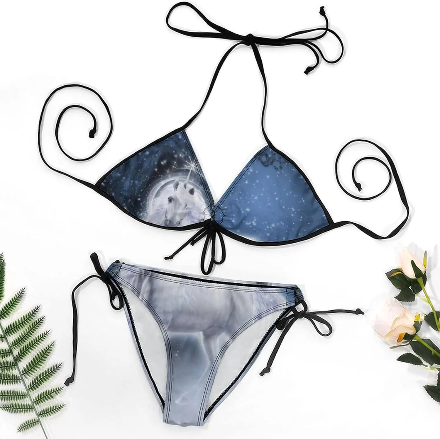 Women 2 PC Bikini Set Sexy Sling Halter String Swimsuit Beach Vacation S - XXL