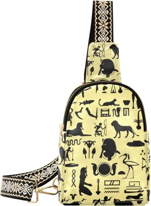 Women Crossbody Sling Backpack Ancient-egyptian-soldier-ankh Girl Chest Bag Daypack for Hiking Traveling