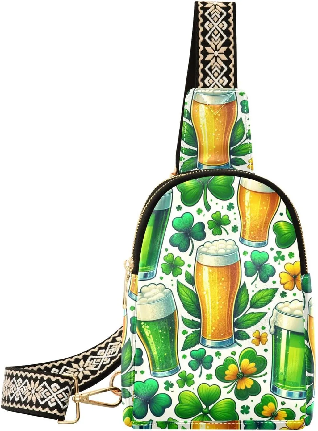 Women Crossbody Sling Backpack Luck-beer-shamrock-st-patricks Girl Chest Bag Daypack for Hiking Traveling