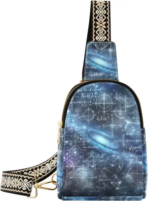 Women Crossbody Sling Backpack Math-formula-starry-sky Girl Chest Bag Daypack for Hiking Traveling
