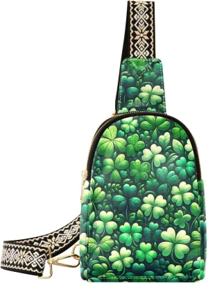 Women Crossbody Sling Backpack St-patricks-luck-shamrock Girl Chest Bag Daypack for Hiking Traveling