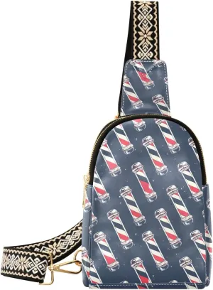 Women Crossbody Sling Backpack Vintage-barber-pole Girl Chest Bag Daypack for Hiking Traveling