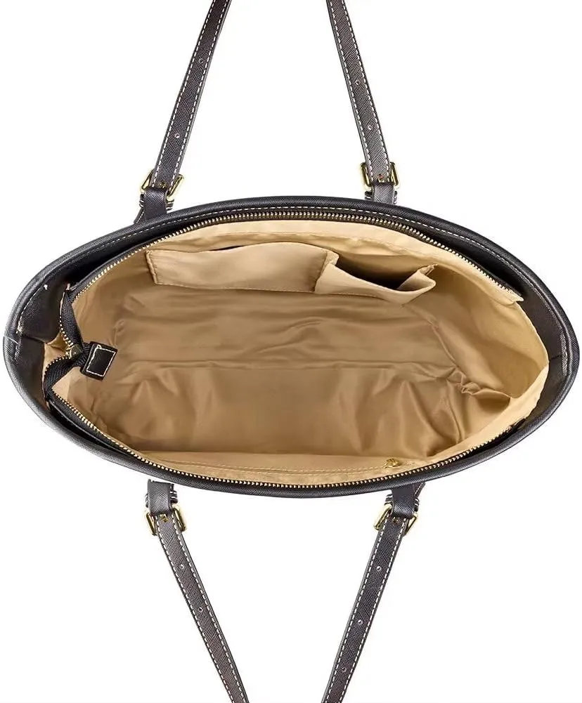 Womens Handbags PU Leather Top-handle Work Purse Large Capacity Zipper Satchel Shoulder Bag